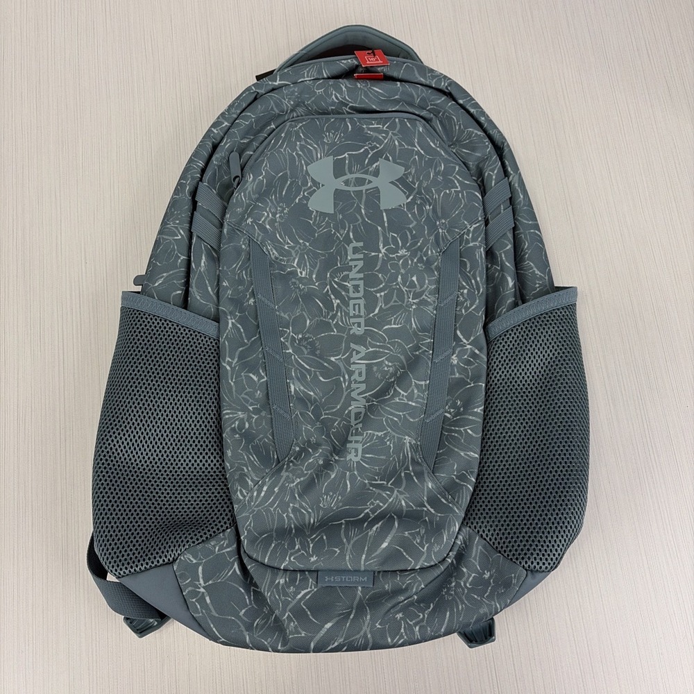 Under Armour Unisex Hustle 6.0 Floral Gray Back Pack 16" Laptop Storage NWT